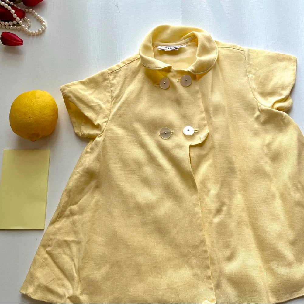 Vintage Youngland Baby Girl Swing Coat Jacket Yellow Heirloom Sz 12-18 Months